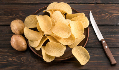 chips on a wooden background