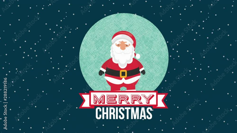 Sticker happy merry christmas card with santa claus