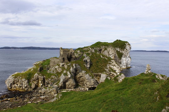Kinbane Castle on the rocks, Causeway Coastal Route, Antrim, Northern Ireland