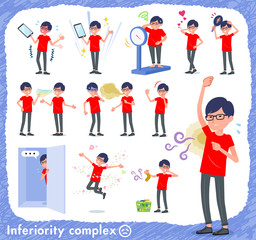 Fototapeta premium flat type red Tshirt Glasse men_complex