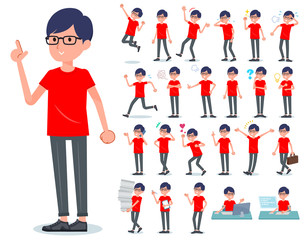 flat type red Tshirt Glasse men_emotion