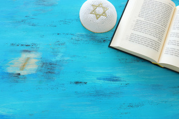 religion image of Prayer book jewish religious symbols. Rosh hashanah (jewish New Year holiday),...