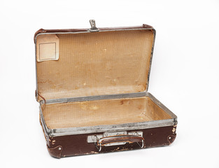 old suitcase isolated on white background