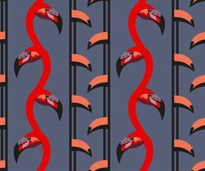 Tropical wildlife, flamingo bird, seamless pattern. Print for textile, cloth, wallpaper, scrapbooking