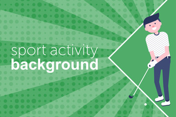 Golf cartoon character in flat style