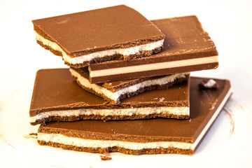 pieces of chocolate on white background