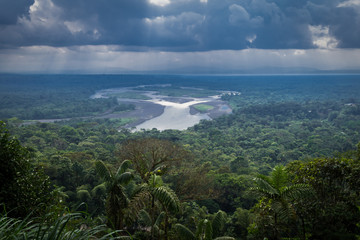 Amazonian viewpoint called Indichuris, lanscape located in Ecuador. The confluence of the Pastaza...