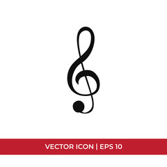 Treble clef vector icon in modern design style for web site and mobile app