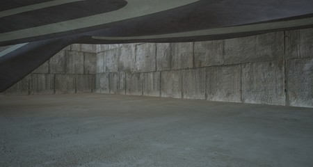 Empty dark abstract brown concrete room smooth interior. Architectural background. 3D illustration and rendering