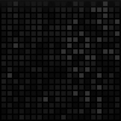 Black background with squares, vector geometric pattern