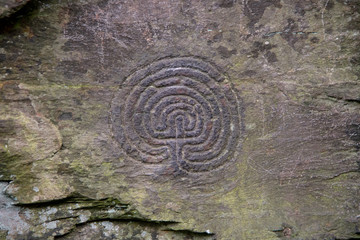 Ancient petroglyphs or rock carvings in Cornwall