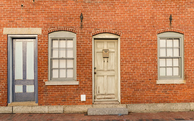 Fototapeta na wymiar Red Brick Town House In Portsmouth NH, USA