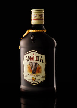 MINSK, BELARUS AUGUST 14, 2017: bottle of Amarula cream liqueur.