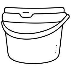 Plastic  bucket 3d vector icon in outlines