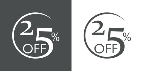 Logotipo con texto 25 por ciento con OFF en círculo en gris y blanco