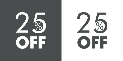 Logotipo con texto 25 por ciento con OFF horizontal en gris y blanco