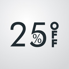 Logotipo con texto 25 por ciento con OFF vertical en fondo gris