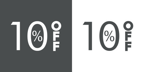 Logotipo con texto 10 por ciento con OFF vertical en gris y blanco