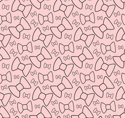 Seamless pattern of bows on pink background
