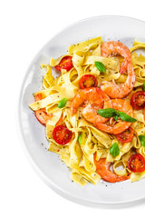 Shrimps with pasta and vegetables