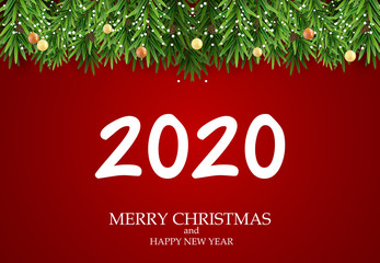 2020 New Year and Merry Christmas Background. Vector Illustration