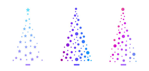 Christmas tree vector illustration on dark background, gradient