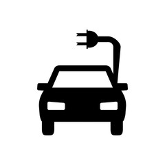 Car and plug icon. Car charge sign