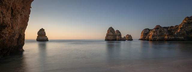 Paradise beach with white sand and travel tourism wide panorama background concept
