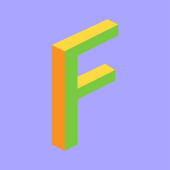 Letter F isometric design Vector illustration