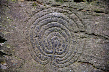 Ancient petroglyphs or rock carvings in Cornwall