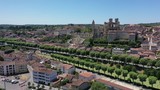 Aerial view of Roman Catholic Auch Cathedral on background of summer cityscape, France