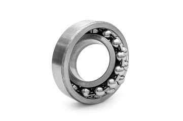 Metal bearing on white background. Close up.