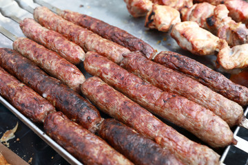 Cookied sausages on skewers