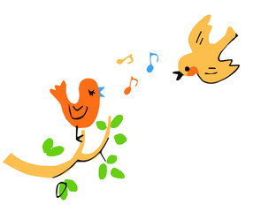 ２羽のさえずる小鳥