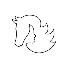 Profile of a girl and a horse