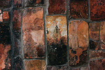 Red old bricks. Masonry. Wall texture. Close up