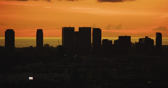 Colorful sunset in Los Angeles, California