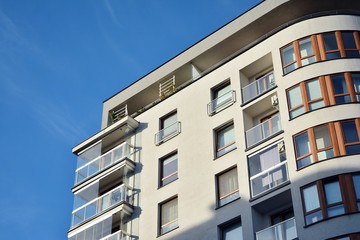 Obraz premium Modern European residential apartment buildings quarter. Abstract architecture, fragment of modern urban geometry.