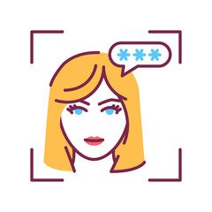 Identification face color line icon. Wrong combination. Password access. Invalid authentication. Biometric security element. Sign for web page, mobile app, banner.
