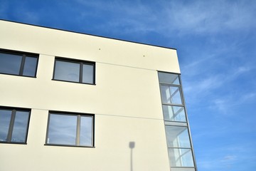 The windows of a modern building for offices. Business buildings architecture.