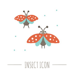 Vector hand drawn flat flying ladybugs. Funny woodland insect icon. Cute forest animalistic illustration for children’s design, print, stationery.
