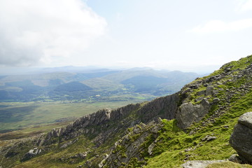 Fototapeta na wymiar High Mountain Range with Brilliant Blue Sky and Clouds - Wales UK