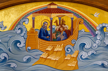 Secovska Polianka, Slovakia. 2019/8/22. The icon of the Noah's Ark. Part of the Iconostasis in the...