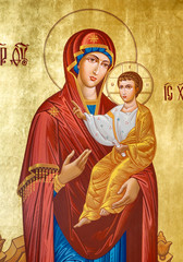 Secovska Polianka, Slovakia. 2019/8/22. The icon of the Virgin Hodegetria (Our Lady of the Way). Part of the Iconostasis in the Greek Catholic church of Saint Elijah.  © Adam Ján Figeľ