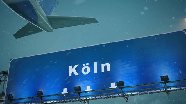 Airplane Take off Koln in Christmas