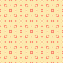 Vector geometric seamless pattern with small squares. Coral and yellow color