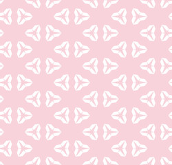 Vector minimalist geometric seamless pattern with triangles. Pink and white