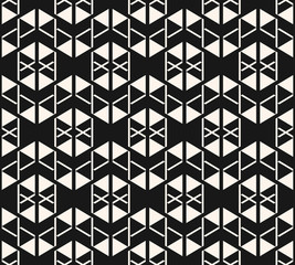 Vector geometric triangles seamless pattern. Black and white abstract ornament