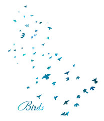 A flock of flying blue birds. Vector illustration