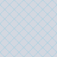 Simple geometric seamless pattern with floral shapes, grid, net. Pastel colors